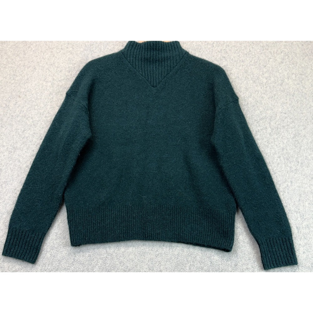 Madewell Womens Sweater Green Long Sleeve Ribbed Mock Neck Pullover Comfort 2XS